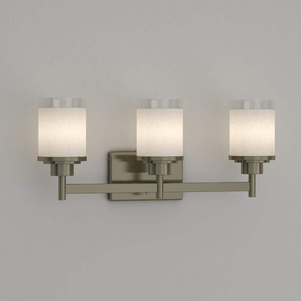 Brushed Nickel 3-Light Cylinder Bath Vanity Fixture