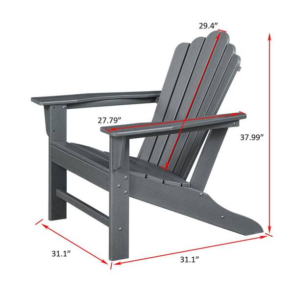 Dura Patio Heavy-Duty Grey Plastic Adirondack Chair with Extra Wide Seat,  Taller Back, Cup-Holder, and 400 lb. Weight Capacity DPHDGREY - The Home  Depot