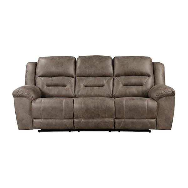 Calla 91.5 in. W Straight Arm Microfiber Rectangle Manual Reclining Sofa in Brown