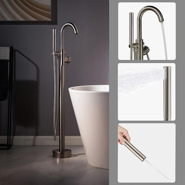 WOODBRIDGE Single-Handle Freestanding Tub Faucet With Showerhead in. Brushed Nickel