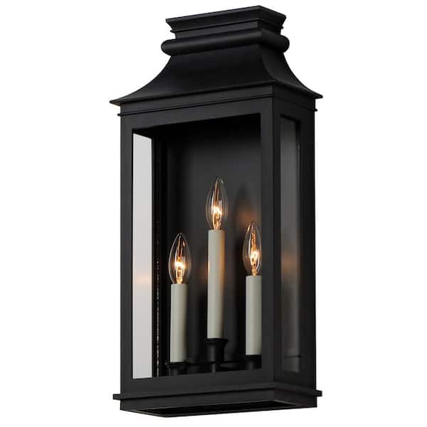 Savannah VX 3-Light Black Outdoor Hardwired Wall Sconce
