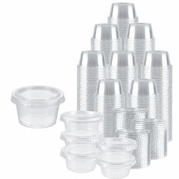 360-Piece 2 oz Clear Plastic Jello Shot Cups with Lids, BPA-Free Food Safe Portion Cups