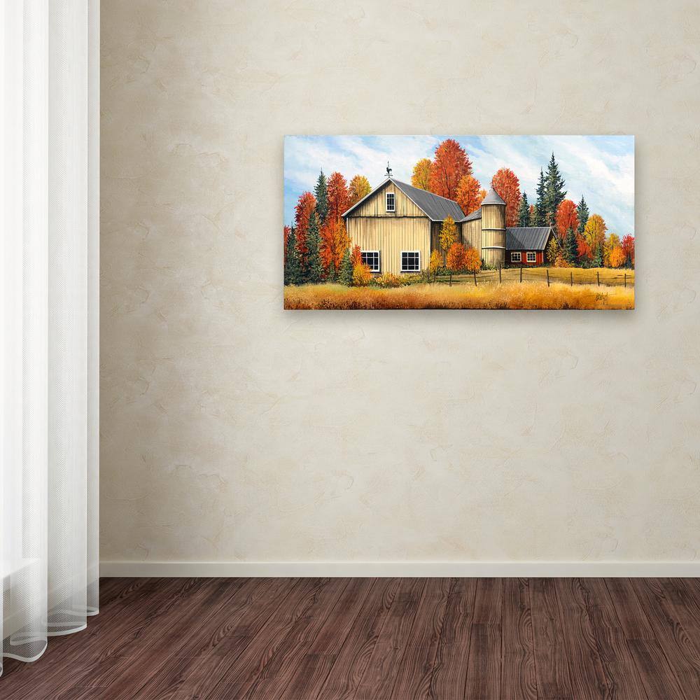 Autumn Cottage Landscape Framed Canvas Art 10"x19"