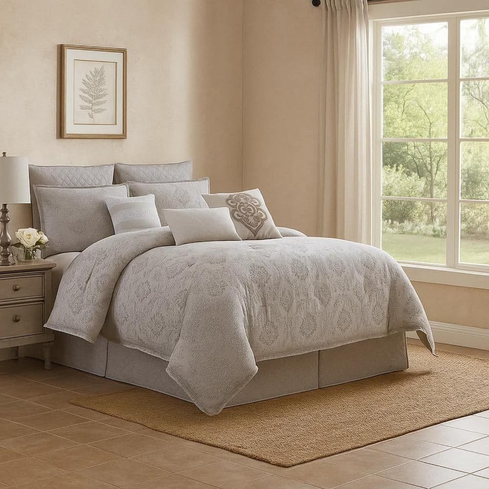 9-Piece Gray Floral Cotton Queen Comforter Set price history on PriceWatchPro