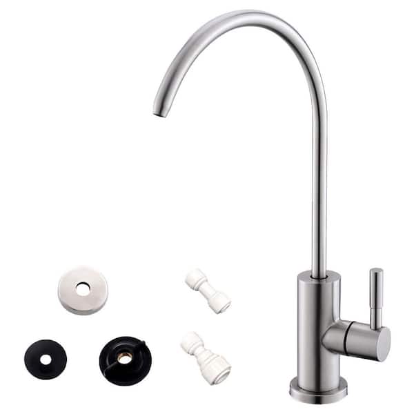 Single Handle Beverage Faucet with 360 Degree Swivel Gooseneck and Double Leak Proof Seals in Brushed Nickel