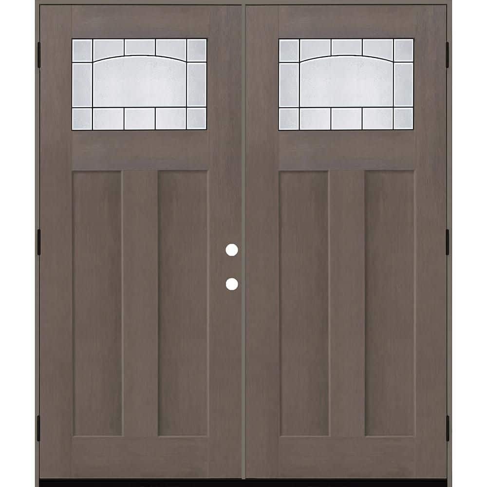 Regency 72 in. x 80 in. 1/4 TopL Empire Deco Glass RHOS Ashwood Fiberglass Double Prehung Front Door with 4-9/16 Jamb price history on PriceWatchPro