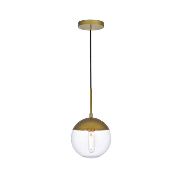 Unbranded Timeless Home 8 in. 1-Light Brass and Clear Pendant Light, Bulbs Not Included