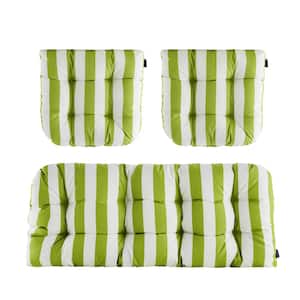3-Piece Outdoor Chair Cushions Loveseats Outdoor Cushions Set Floral for Patio Furniture in Green Stripe H4" X W19"