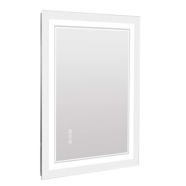 Unbranded 23.62 in. W x 47.24 in. H Rectangular Frameless LED Wall Mount Bathroom Vanity Mirror in Silver