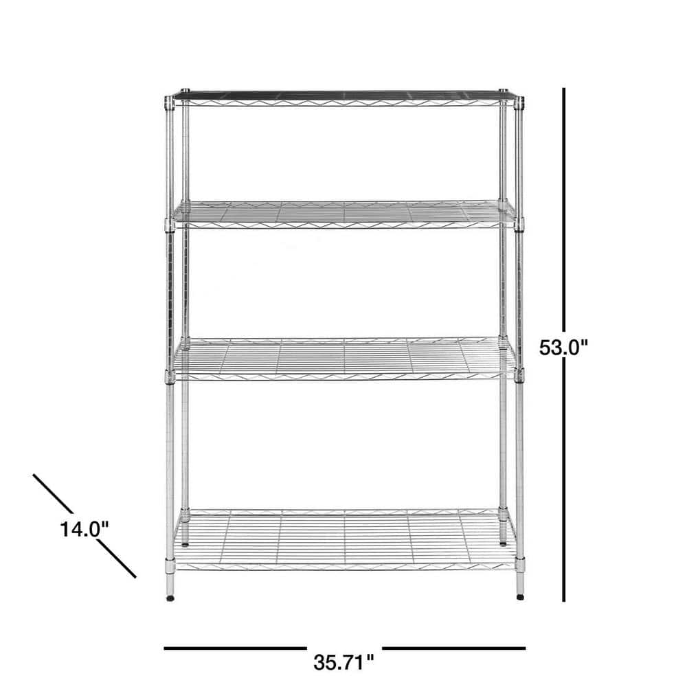 Bravo 4-Tier Chrome Wire Shelving Unit