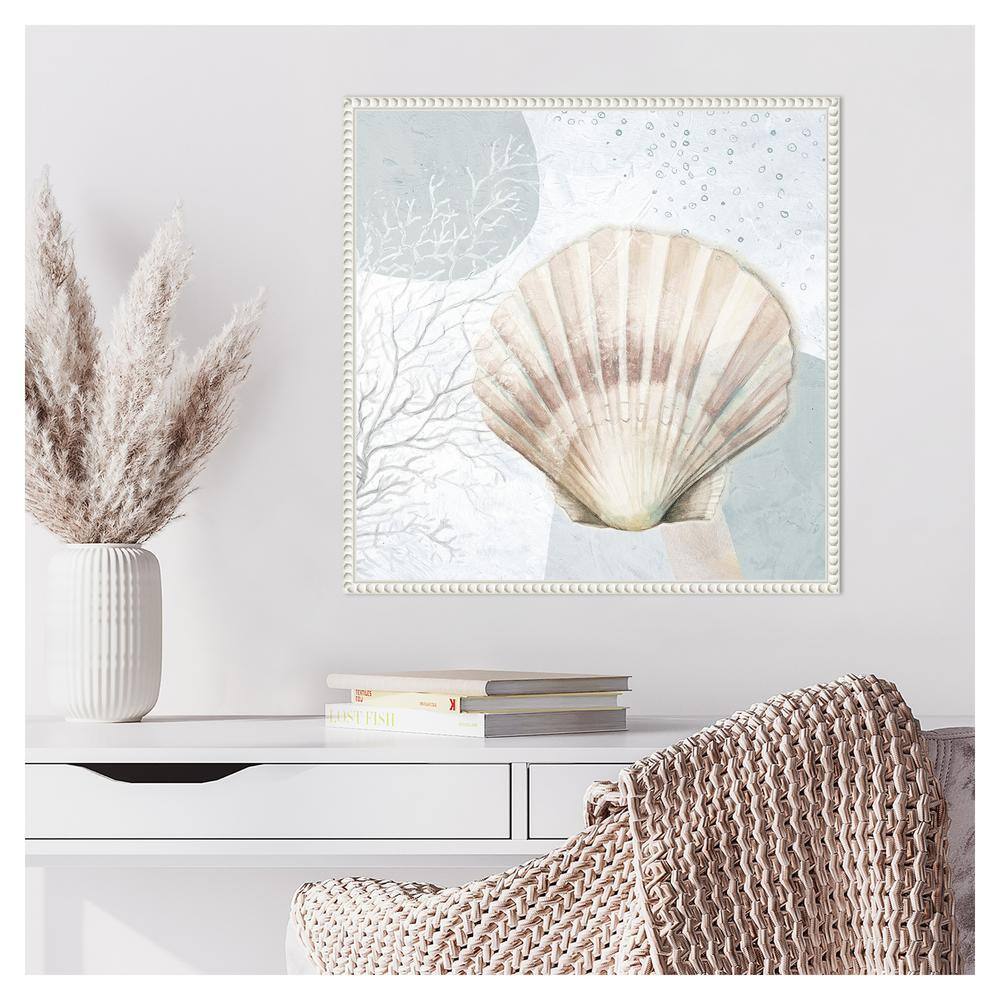 Blush Scallop Nautical Canvas Print with Beaded Frame