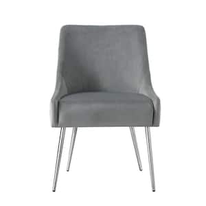 Capelli Light Grey/Chrome Velvet Metal Leg Armless Dining Chair (Set of 2)