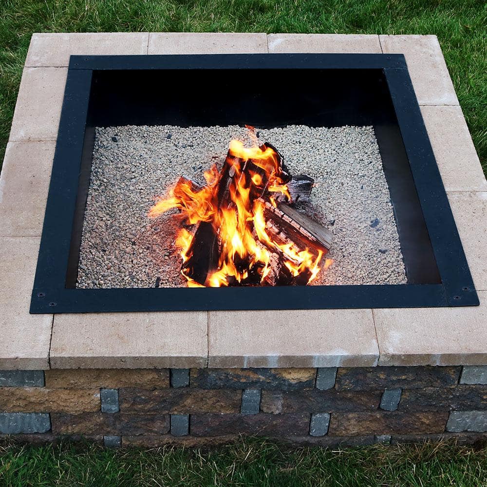 Heavy-Duty Black Steel Square Fire Pit Ring Insert, 42"