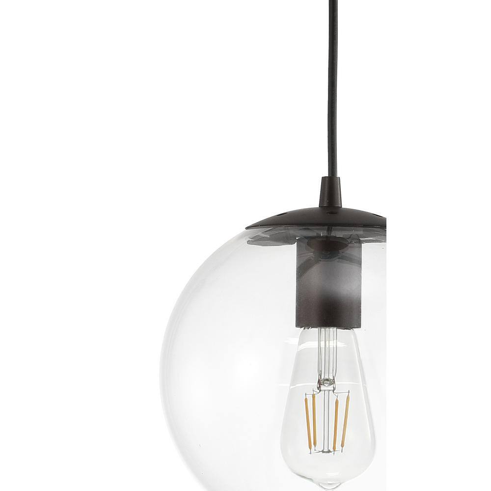 Bleecker Contemporary Globe LED Pendant 7.75" Clear & Oil-Rubbed Bronze