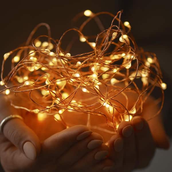 100-Light 38.65 ft. Solar Integrated LED String Lights in Warm White