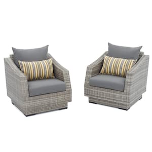Cannes Wicker Patio Club Chair with Sunbrella Charcoal Gray Cushions (2-Pack)