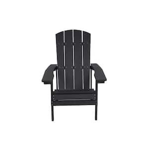 Outdoor HIPS Plastic Adirondack Chair, Lounge Patio Chair, Cozy Chiar for Garden, Lawn, Backyard, Deck, Pool Side-Black