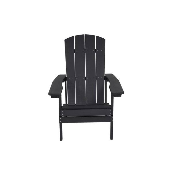 Wildaven Outdoor HIPS Plastic Adirondack Chair, Lounge Patio Chair, Cozy Chiar for Garden, Lawn, Backyard, Deck, Pool Side-Black