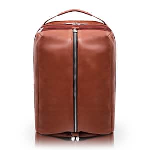 South Shore Pebble Grain Calfskin Leather, 17 in. Carry-All, Laptop and Tablet Overnight Backpack, Brown (18884)