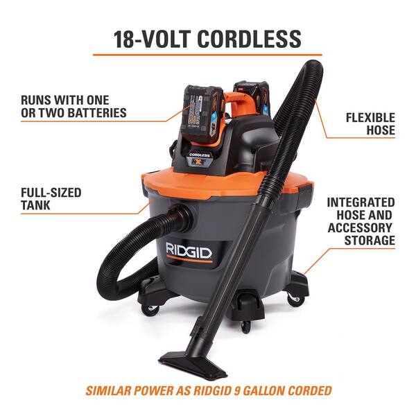 RIDGID 9 Gal. Cordless Wet/Dry Shop 