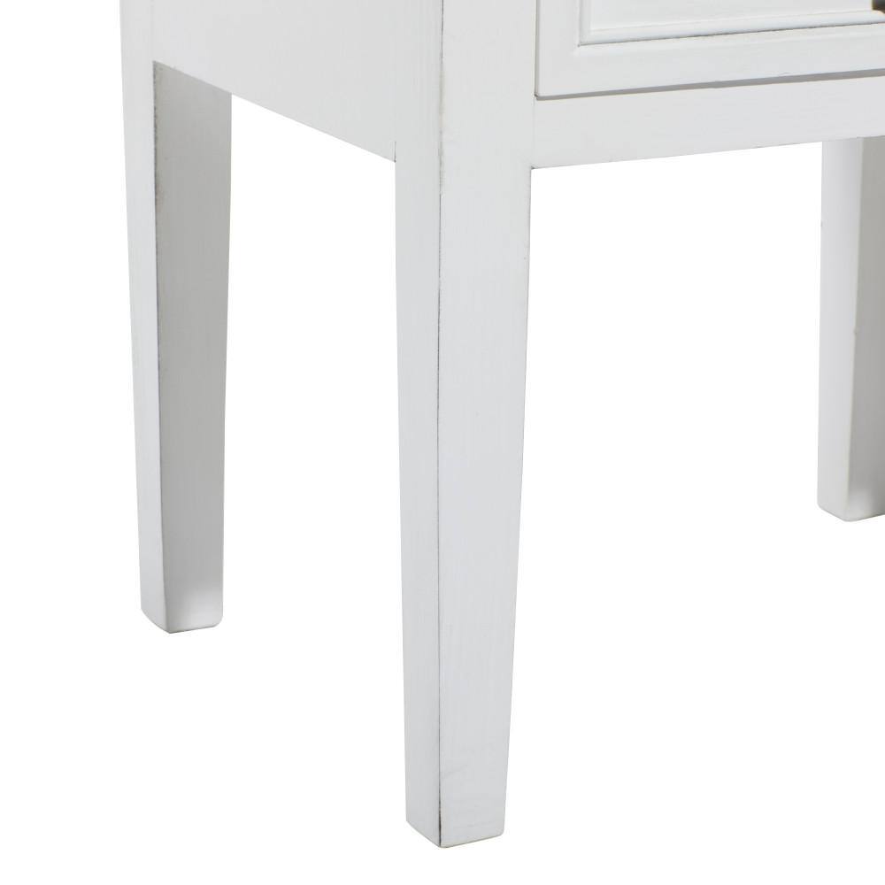 White Pine Traditional Side Table with Drawers and Shelf