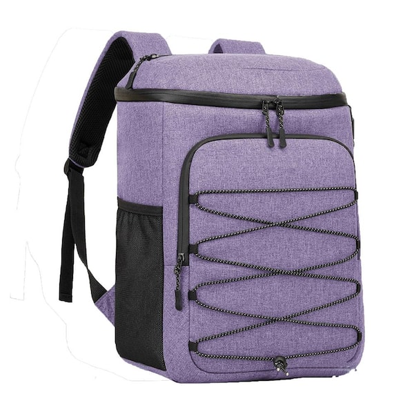 Multi-purpose 21.6 qt. 30 Cans Backpack Beverage Jug Chest Soft-Side Cooler in Purple