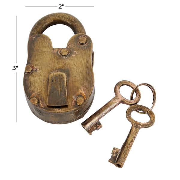 Litton Lane Brass Metal Lock And Key 040946 - The Home Depot