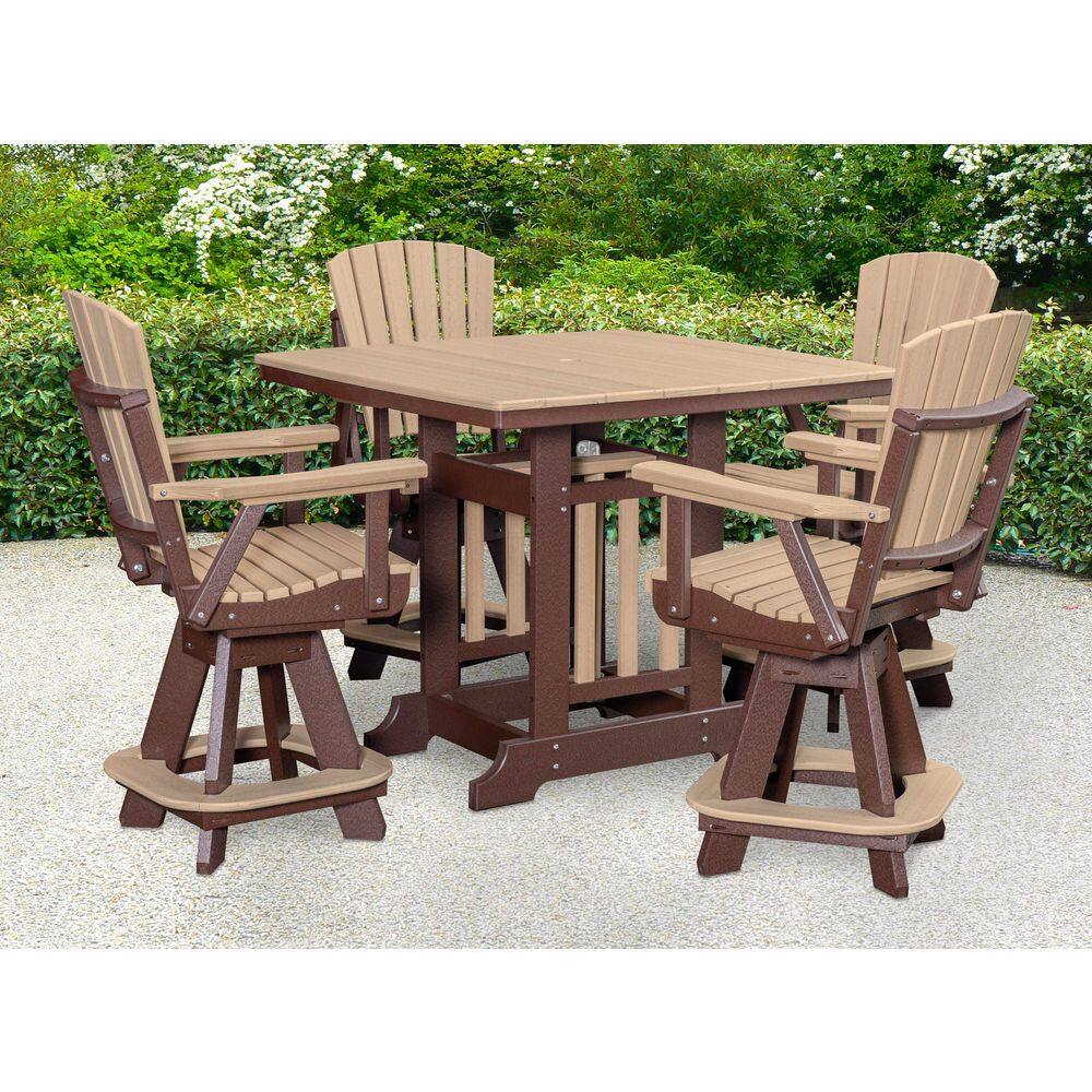 Adirondack Series Tudor Brown 5-Piece High Density Poly Ethylene Plastic Square Counter Height Outdoor Dining Set price history on PriceWatchPro