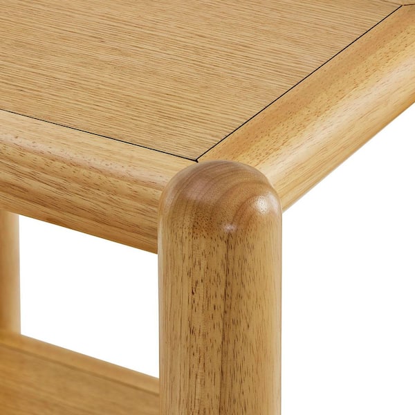 MODWAY Arcus 19 in. Rectangular 2-Tier Wood Side Table in Oak with