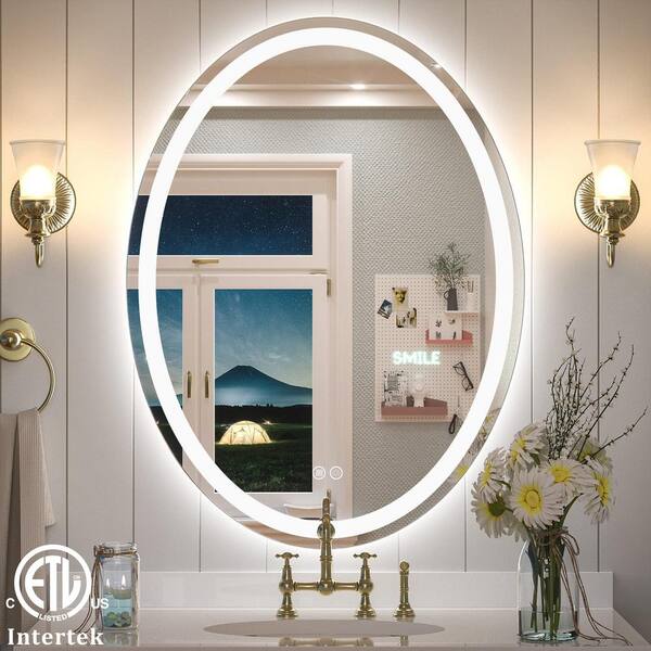 Apmir 24 in. W x 32 in. H Oval Frameless Super Bright 192 Leds m