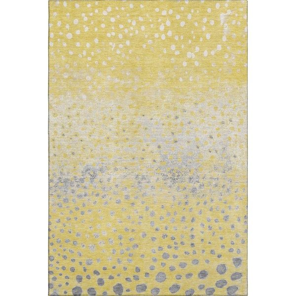 Mayfield Premium Machine Washable Abstract AMF1366 Yellow 10 ft. x 14 ft. Area Rug