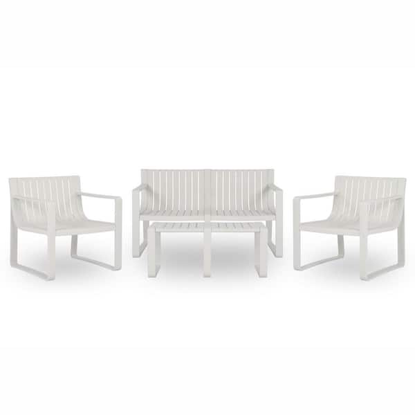 Unbranded 4-Piece Beautiful World Collection Recycled Plastic Pioneer Patio Conversation Set, Beige