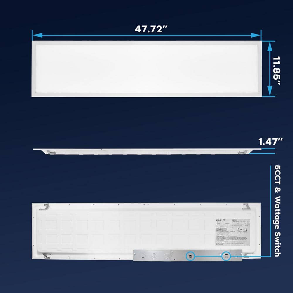 White Aluminum 48'' Adjustable LED Flat Panel Ceiling Light