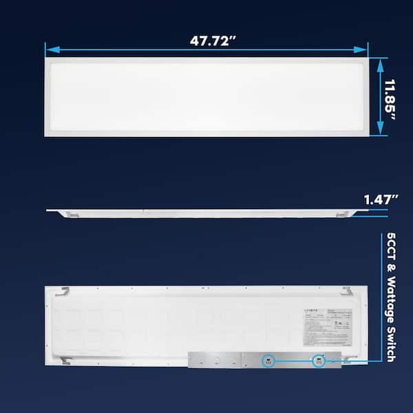 LUXRITE 1 x 4 ft. Integrated LED Flat Panel Light, 5CCT 3000K - 6500K, 20 /30 /40W 5000 Lumens 0-10-Votls Dimmable ETL 4-Pack