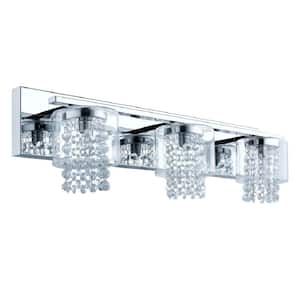 Kissling 25.2 in. 3-Light Polished Chrome Vanity Light with Glass Crystal Accents