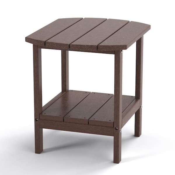 Brown All-Weather Resistant Polyethylene Outdoor Side Table for ...