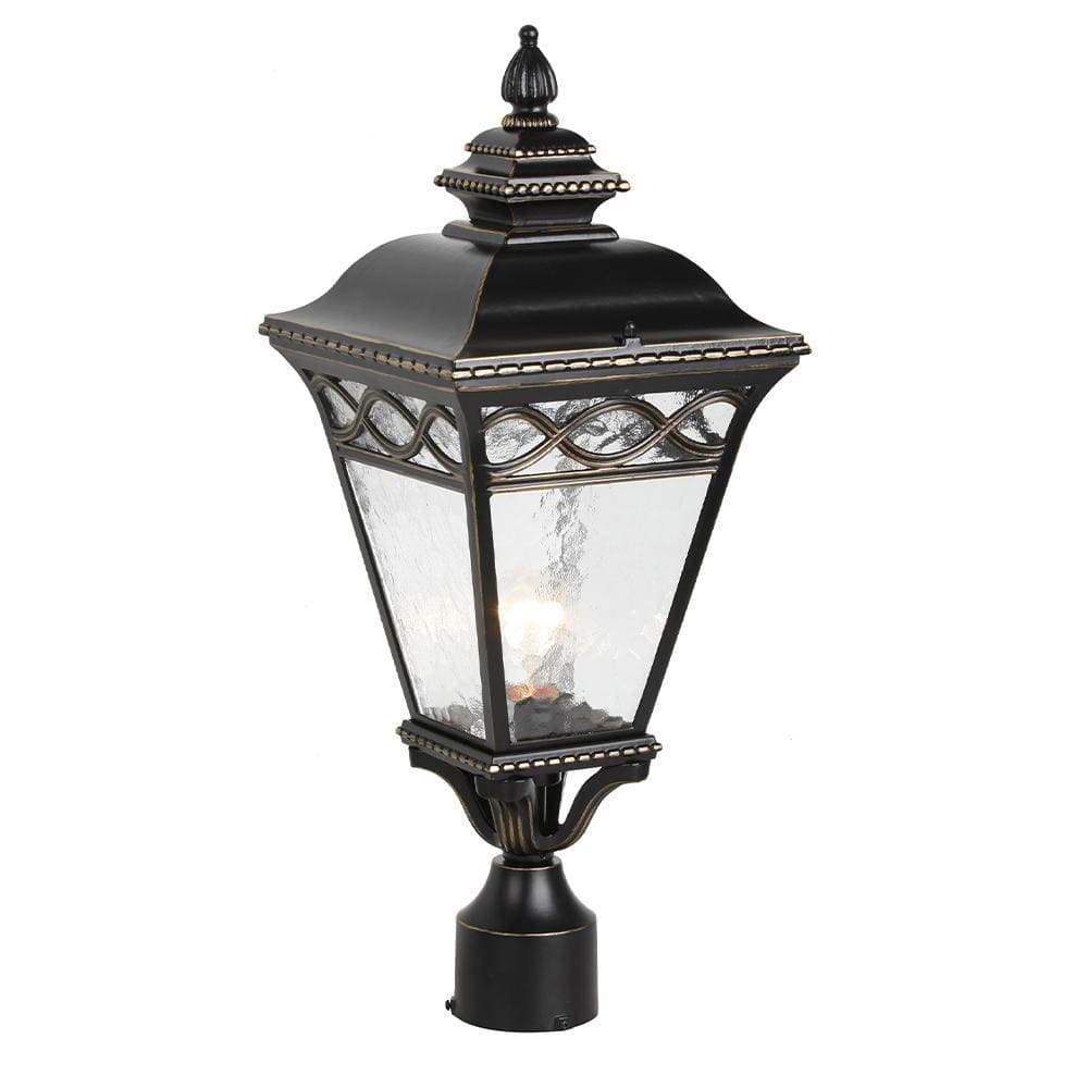 Christopher 1 Light Black Metal Hardwired Outdoor WaterprooF Post Light wit