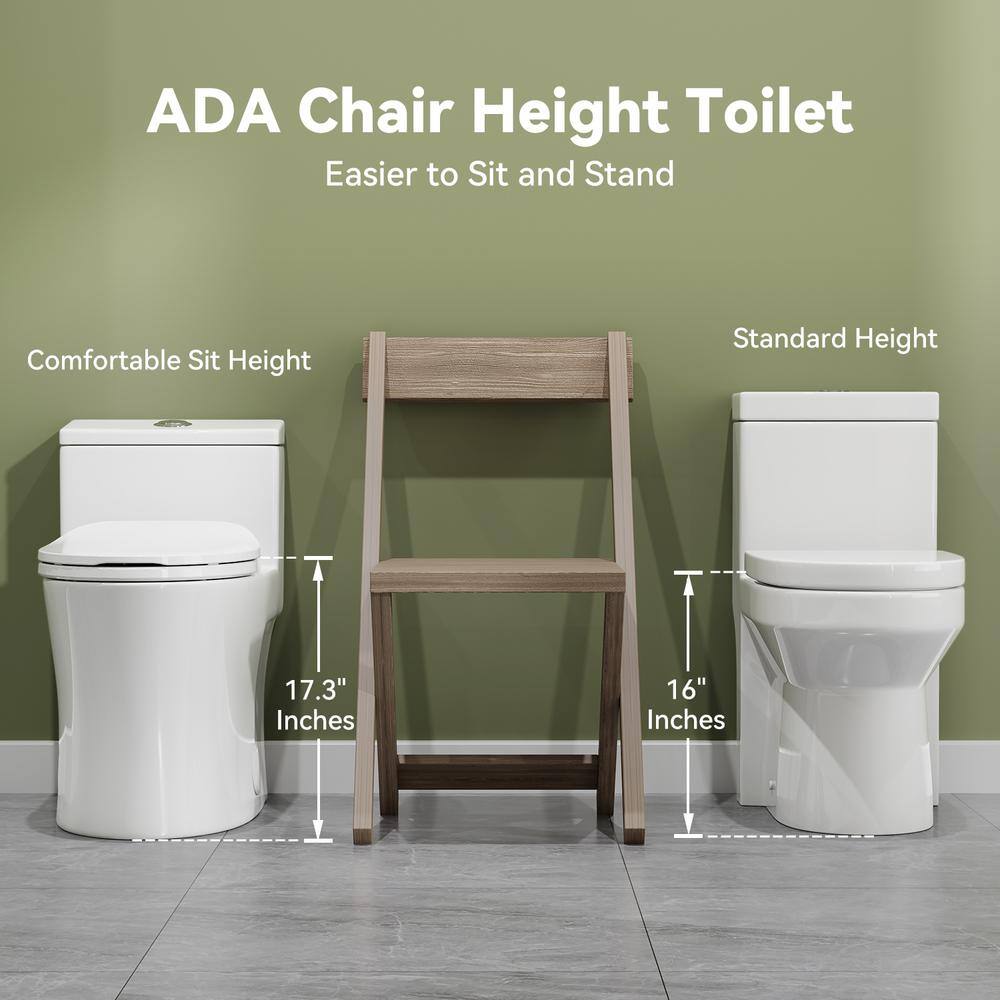 White Porcelain Elongated Dual Flush ADA Toilet with Bidet Seat