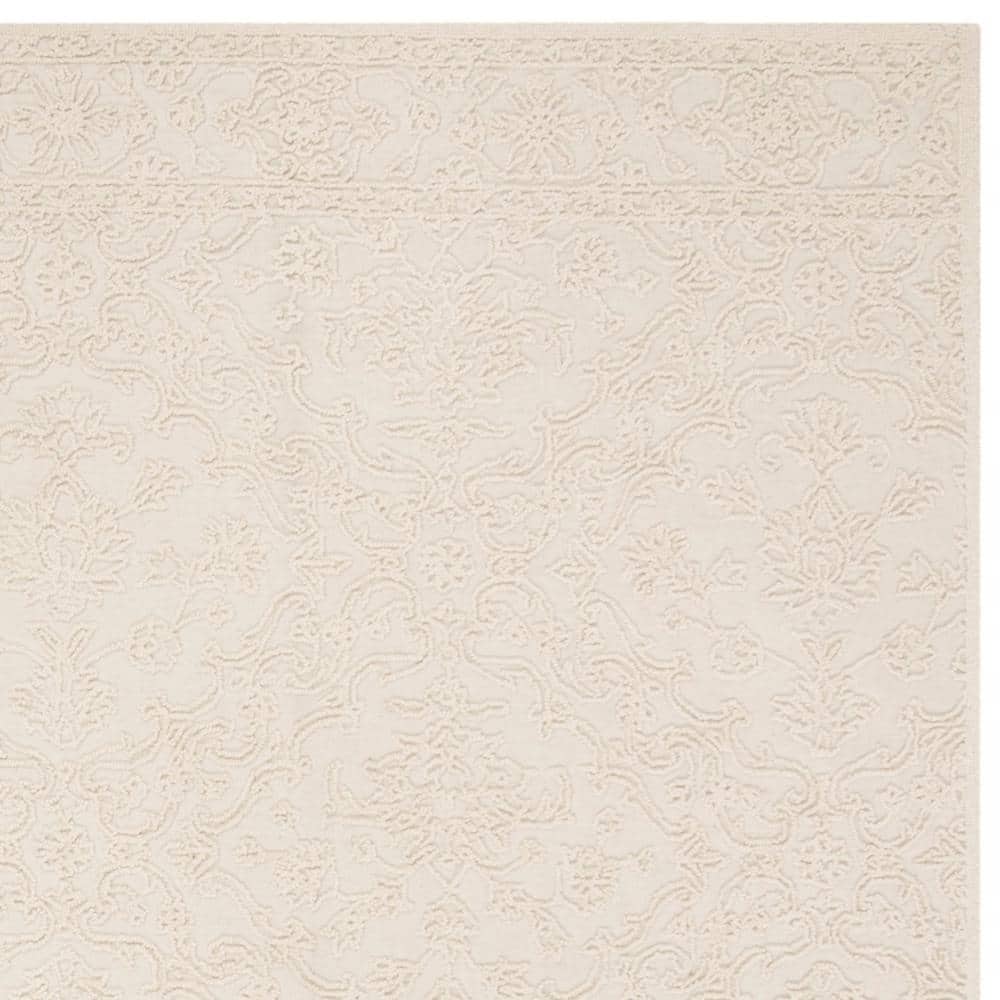 Elegant Ivory Tufted Wool 8' x 10' Handmade Area Rug