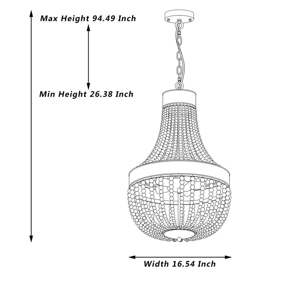 Empire Dual-Tone Beaded Chandelier with Adjustable Height
