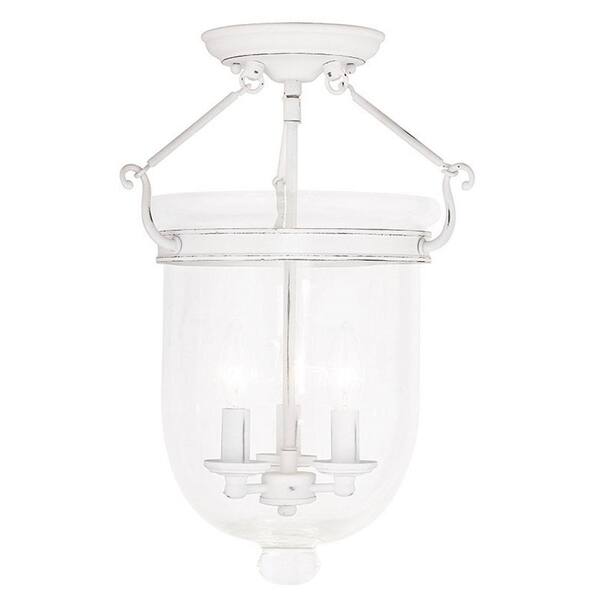 Livex Lighting Jefferson 3-Light Antique White Flush Mount