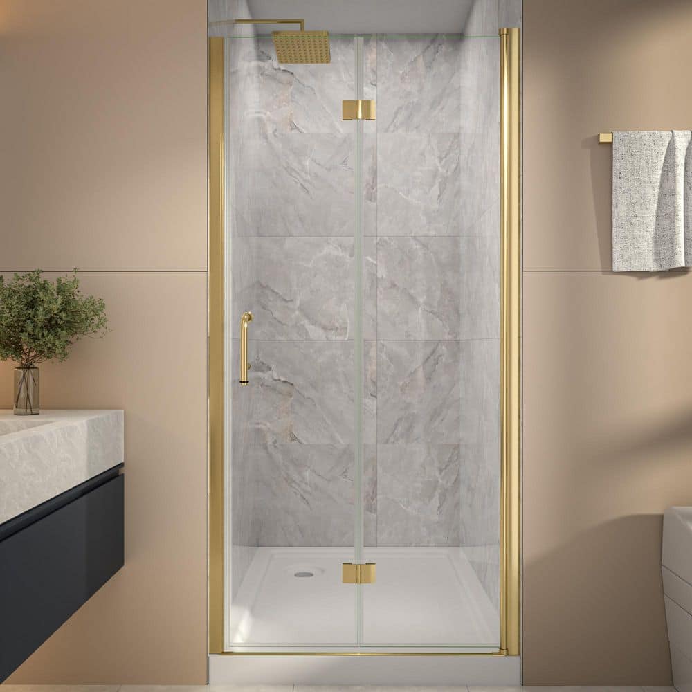 ES-DIY 36-38 in. W x 72 in. H Bi-Fold Frameless Shower Door in