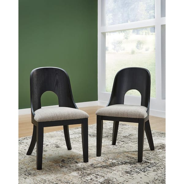 Rowanbeck Black/Gray Polyester with Cushion Side Chair Set of 2