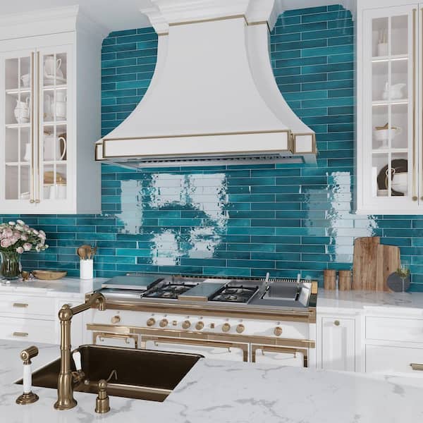 Silken 2.56 in. x 15.75 in. Teal Green Ceramic Glossy Wall and Floor Tile (15 Cases/161.4 sq. ft./Pallet)