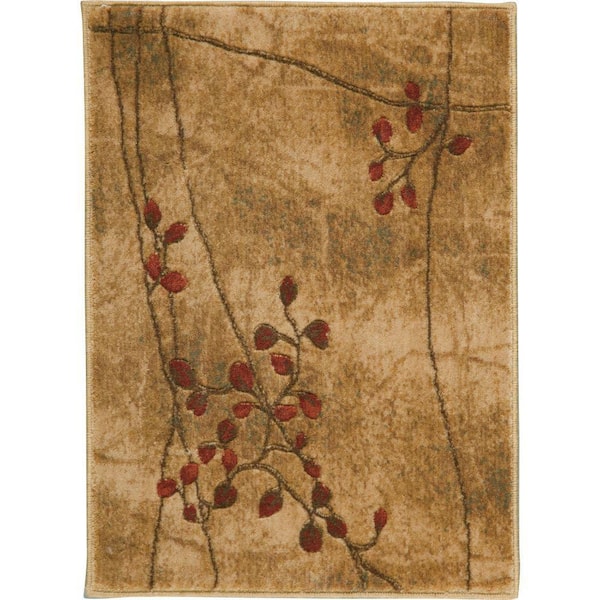 Nourison Somerset Latte doormat 2 ft. x 3 ft. Botanical Contemporary Kitchen Area Rug