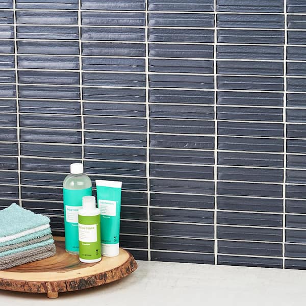 Tara Iron 11.61 in. x 11.73 in. Stacked Glass Mosaic Tile (0.95 Sq. Ft. / Sheet)