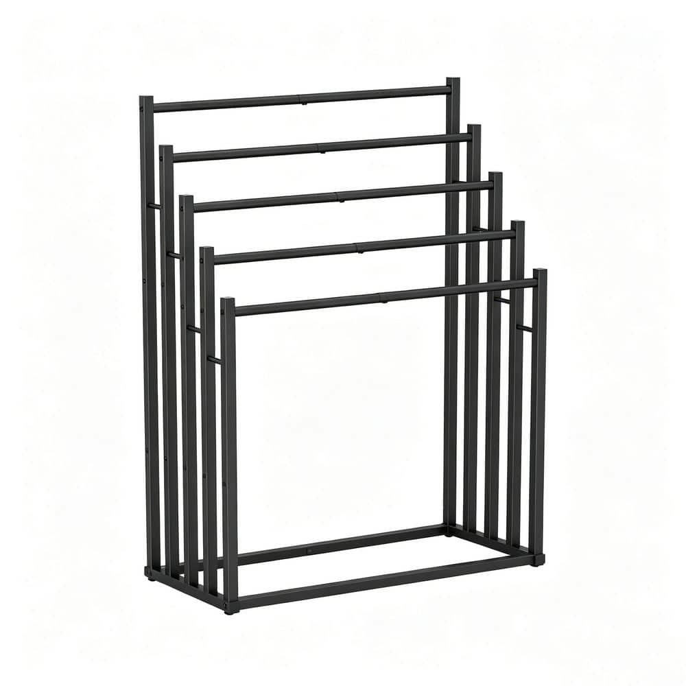 5 Tier Towel Rack in Matte Black, Free Standing Bath Accessory for Oversized Towels, Quick Drying price history on PriceWatchPro