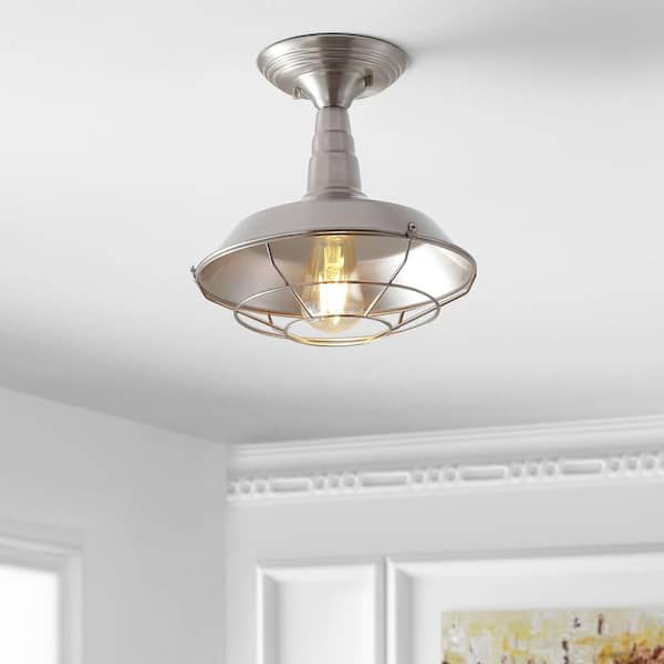 Gabe Brushed Nickel 10.2 in. Metal LED Semi-Flushmount