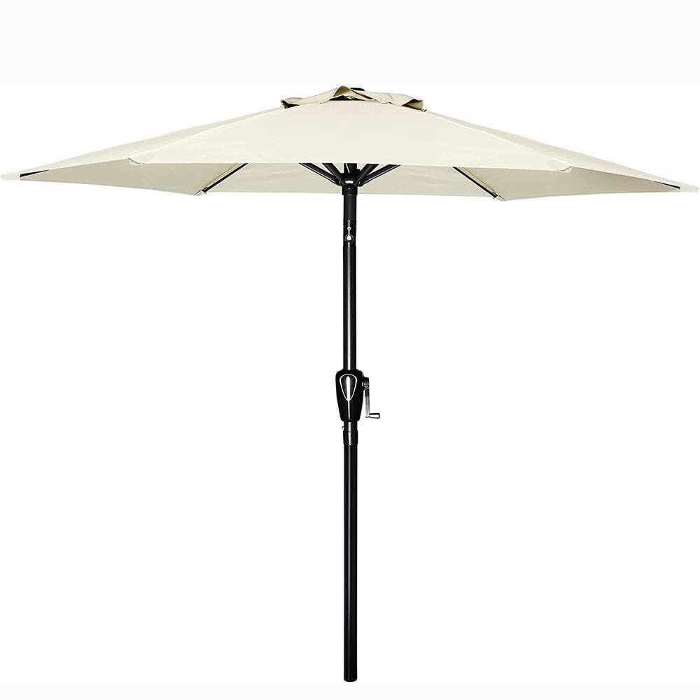 7.5 ft. Steel Market Outdoor Tilt Patio Umbrella in Beige with 6 Sturdy Rib