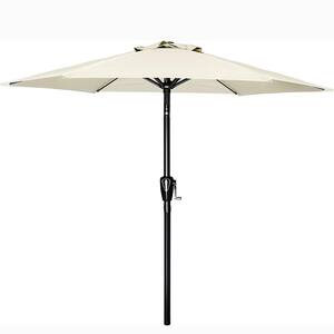 7.5 ft. Steel Market Outdoor Tilt Patio Umbrella in Beige with 6 Sturdy Ribs